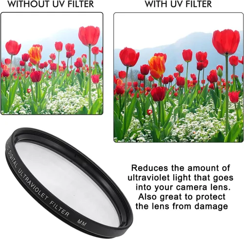 Miniatura 6 de Kit de filtro de lente de 2.047 in, incluye CPL, UV, FL-D (UV, polarizador, fluorescente) universal para lente de cámara + estuche de viaje