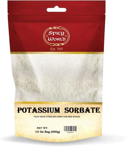 Spicy World Sorbato de potasio de 14 onzas, grado alimenticio, gran estabilizador de vino, conservante para gomitas, aguamiel, sidra y mucho más
