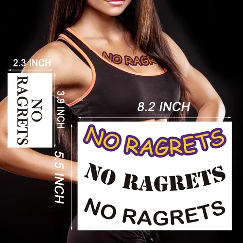 Miniatura 4 de 6 hojas de tatuajes temporales sin trapos – Divertidas calcomanías de tatuaje de frase para cara, brazo, cuerpo y manos