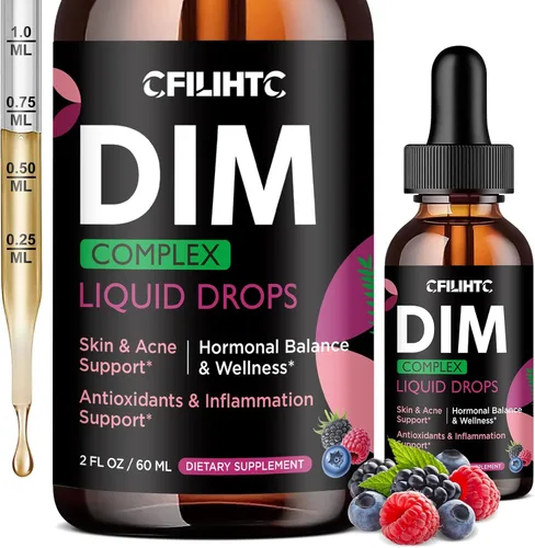 DIM - Suplemento de gotas líquidas para mujeres, armonía hormonal para mujeres y suplementos para el acné con multivitaminas, inositol, sulforafano,