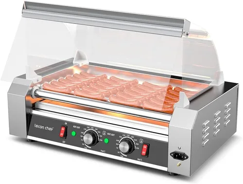 Leconchef - Máquina de rodillos para perros calientes, eléctrica comercial, parrilla de 7 rodillos, calentador de perros calientes, máquina de