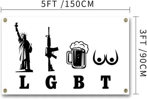 Miniatura 2 de Liberty Guns Beer Tittes - Póster divertido de pared de cueva de hombre duradero de 3 x 5 pies con ojales de latón. Este hermoso cartel entretenido