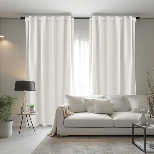 Miniatura 8 de COTTON CRAFT Cortina Blanca - Panel de Ventana - Juego de 2 Cortinas - Grueso Telar de Pato de Algodón Reversible con Pestaña Superior para Ventana