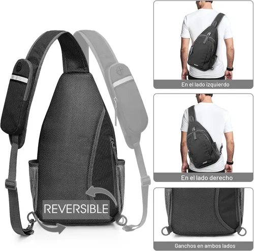 Miniatura 4 de G4Free Bolsa Bandolera con Bloqueo RFID Mochila Bandolera Cruzada Bolsa de Pecho Mochila de Día para Senderismo Viaje (Negro)