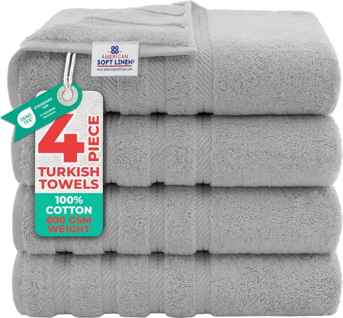 Miniatura 30 de American Soft Linen - Juego de 4 toallas, 100% de algodón turco, 27 x 54 pulgadas, tamaño extragrande, toallas para la ducha, color amarillo