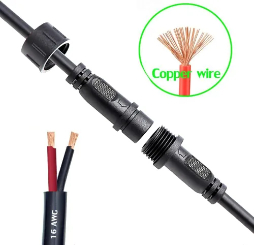 Miniatura 5 de Conector impermeable de 2 cables, conector LED macho hembra de 2 pines, con cable de extensión IP68 de 16 AWG de 7.9 in para automóvil, barco