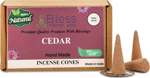 Miniatura 2 de Bless International Cedro 100% natural - Conos de incienso hechos a mano, sumergidos a mano, orgánicos, sin productos químicos para purificación