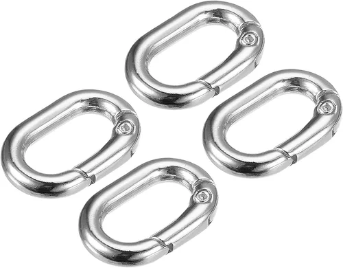 Miniatura 12 de uxcell Anillo ovalado de resorte, clip de resorte redondo, hebilla de resorte para bolsos, monederos, llavero bronce