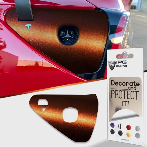 Miniatura 13 de IPG para Tesla - Calcomanías adhesivas de envoltura de puerto de carga, emblema para bricolaje, personaliza el modelo 3-Y (rosa)