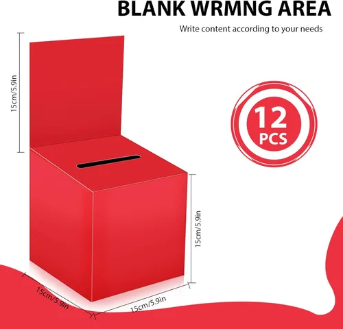 Miniatura 2 de Paquete de 12 cajas de rifa, caja de donación para recaudación de fondos, cajas de cartón para votación con ranura para boletos y cabecera extraíble