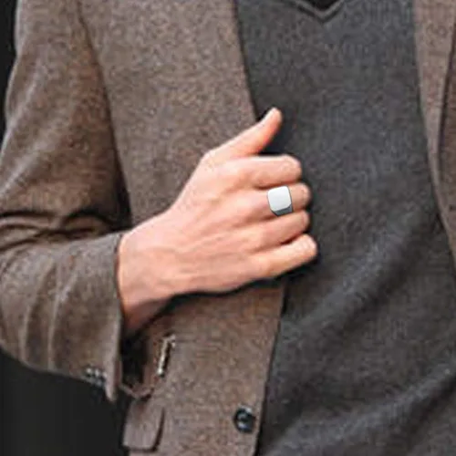 Miniatura 4 de Anillo de motero enhong, sello, anillo de acero pulido sólido, para hombre, ideal como regalo, tamaño de 17-38cm, color oro, negro o plata