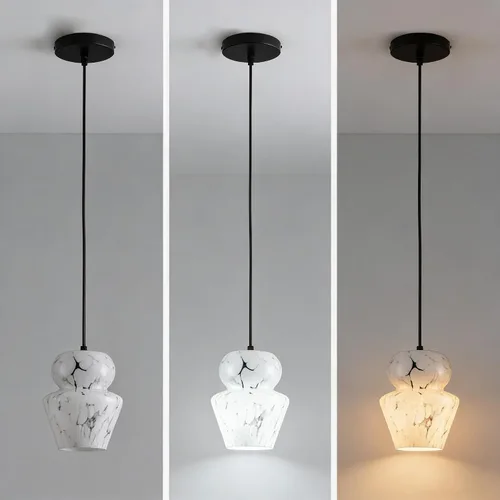 Miniatura 6 de Lámpara colgante industrial con pantalla de cristal, color negro mate, iluminación colgante ajustable estilo retro industrial, luz colgante, lámpara