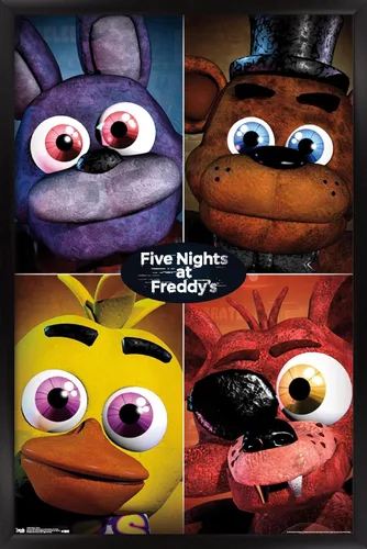 Miniatura 6 de Trends International Five Nights at Freddy's - Póster de pared cuádruple, 14.725 x 22.375 pulgadas, versión con marco de madera tipo granero