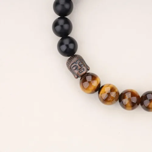 Miniatura 5 de COAI Pulsera de oración con cuentas de piedra de cabeza de Buda