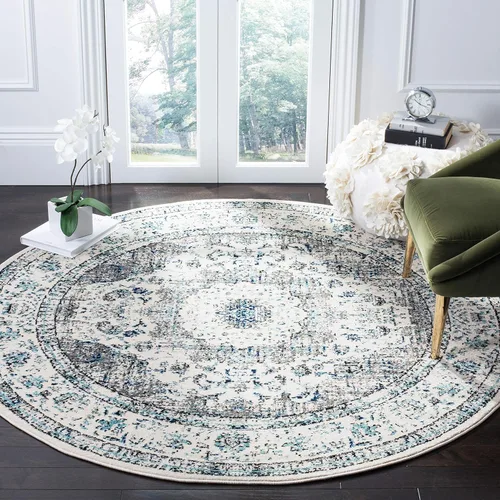 Miniatura 25 de SAFAVIEH Evoke Collection EVK220B Medallón oriental shabby chic de 2'2" x 4', color gris/dorado, no desprende pelusa, alfombra de acento para sala