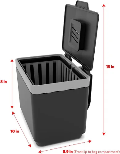 Miniatura 6 de GLAD Contenedor de abono para cocina, 1.5 galones, recipiente de plástico con cesta interior extraíble, soporte de almacenamiento de bolsas