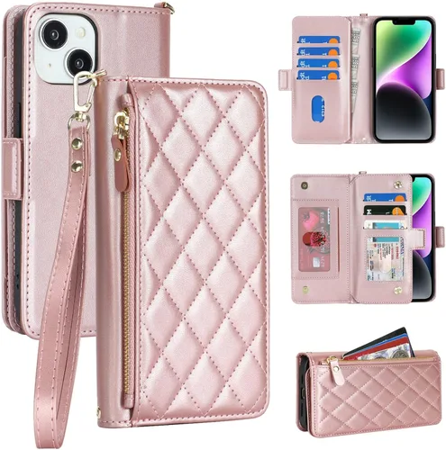 Miniatura 20 de Funda compatible con iPhone 13 Pro Max para Apple 12 Pro Max, piel sintética naranja, rombo para mujeres y hombres, bolsillo con cremallera