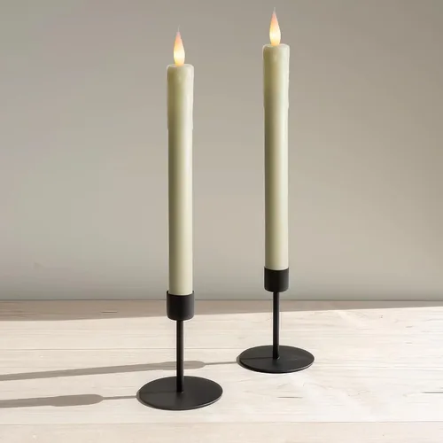 Miniatura 3 de Paquete de 6 velas LED de 10 pulgadas sin llama de cera real de color marfil con control remoto, botón de encendido/apagado, regulable, modo