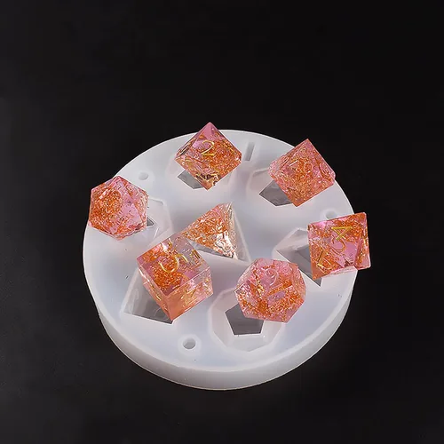 Miniatura 2 de Molde de resina para dados de 7 cavidades, moldes de silicona de fundición de resina para decoración del hogar y fabricación de velas, molde