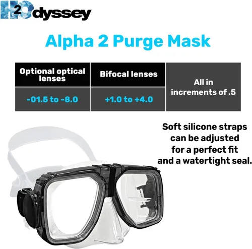 Miniatura 3 de H2Odyssey Alpha 2 Scuba Mask - Anti Fog Scratch Resistant Masks for Snorkeling - Wide Angle Comfort Fit Diving Mask