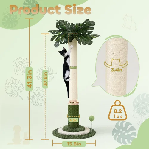Miniatura 6 de EMUST Rascador para gatos – Rascador para gatos de 41.3 pulgadas de alto con pista interactiva de bolas para gatos de interior, poste para gatos