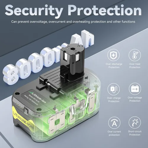 Miniatura 4 de Fancy Buying - Batería de 8.0 Ah para Ryobi 18V para Ryobi ONE+P102 P103 P105 P107 P108 P109 P122 Batería para herramienta inalámbrica 2Pack8.0