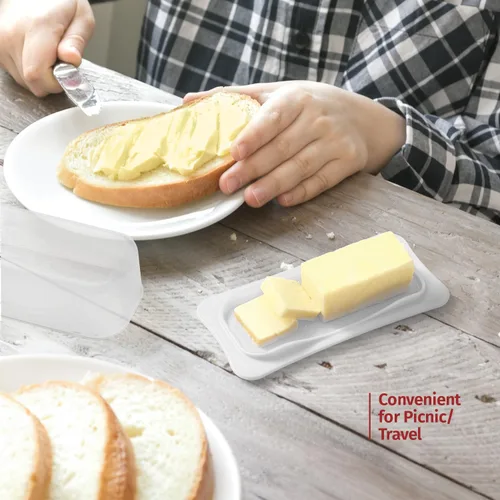 Miniatura 5 de Signoraware - Mantequillera con tapa, recipiente para mantequilla con tapa transparente para encimera, refrigerador, plástico duradero, Blanco