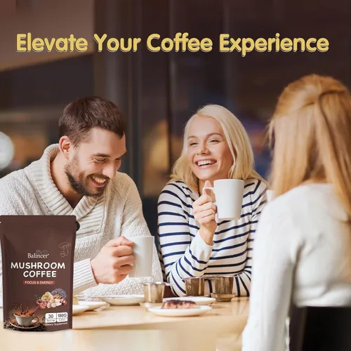 Miniatura 7 de Café de Hongos, 6 Hongos Adaptogénicos (Melena de León, Cordyceps, Cola de Pavo y Otros) Mezclados con Café Instantáneo Premium para Concentración