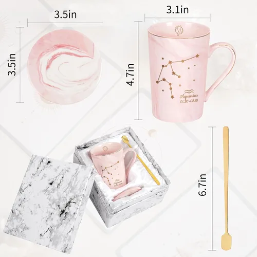 Miniatura 7 de YHRJWN Regalos de Acuario para Mujeres, Taza de Café de Constelación de Acuario, Regalos de Cumpleaños de Enero y Febrero para Mujeres Amantes