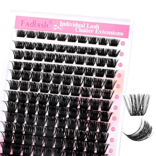 Miniatura 16 de Racimos de pestañas individuales, bandeja mixta, rizado D, extensiones para colocar en casa (40D-0.07 mm-D, 15/32 de pulgada-45/64 de pulgada)