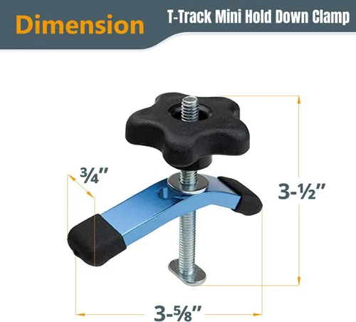 Miniatura 2 de POWERTEC 71863 Juego de Abrazaderas de Soporte para Vía T, 5-1/2" de largo x 1-1/8" de ancho y 3-5/8" de largo x 3/4" de ancho, 2 de cada una, 4 PK