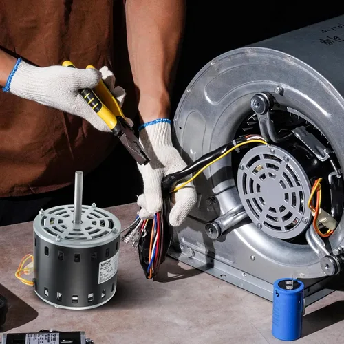 Miniatura 8 de VEVOR Motor soplador de horno de 1/2HP, 1075RPM 5 velocidades, 208/230V 2.7A, bastidor 48 longitud del eje 3.4", diámetro del eje 0.5", rotación