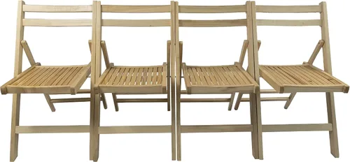 Miniatura 3 de HomVent Juego de 4 sillas plegables de madera con rejillas, totalmente montadas, sillas plegables para eventos, sillas de boda, asiento de listones