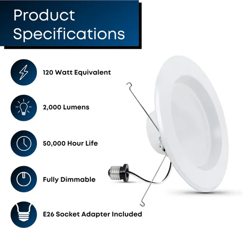 Miniatura 3 de Feit Electric Luces LED Empotradas Retrofit de 5 o 6 Pulgadas para Downlights, Equivalente a 120 Vatios de Alto Rendimiento, 2000 Lúmenes 5000K Luz