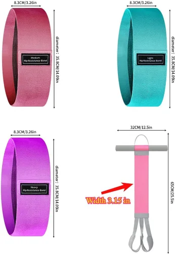 Miniatura 6 de Banda de resistencia para pedal de yoga, juego de bandas de resistencia de tela, bandas de ejercicio de 20 a 120 libras para hombres y mujeres