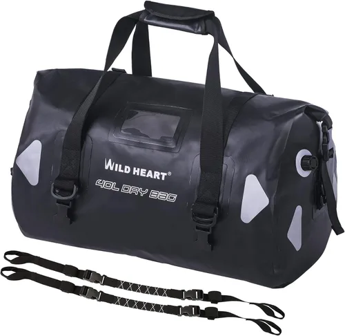 Miniatura 12 de WILD HEART Bolsa de lona impermeable para motocicleta, PVC500D, doble parte inferior, con correas de cuerda y bolsillo interior, 40L, 66L, 100L, 66L