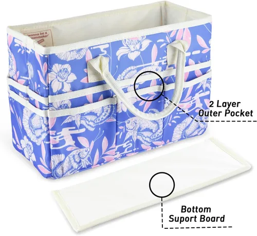 Miniatura 5 de Bolsa de mano organizadora de manualidades con múltiples bolsillos, gran caddy de almacenamiento de arte con asas para arte, manualidades, costura