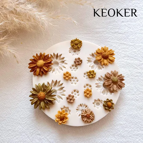 Miniatura 9 de KEOKER Moldes de arcilla polimérica para flores, 2 moldes para hacer joyas, cortadores de arcilla para decoración de aretes (flor mediana)