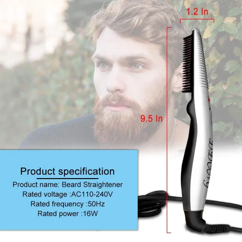 Miniatura 4 de Peine alisador de barba para hombres,Peine caliente para el cabello,Estilizador de cepillo de barba calentado eléctrico rápido,Viaje portátil