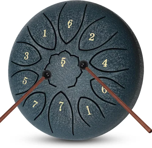 Tambor de lengua de acero con 11 notas de 6 pulgadas con bolsa de tambor, libro de música, mazos de tambor, soporte para mazo, púas de dedos y Azul