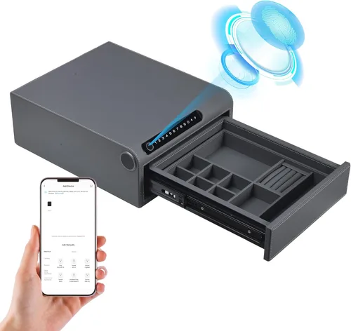 Caja fuerte para joyas con cajones, biométrico de huellas dactilares, caja fuerte deslizante para pistolas, caja fuerte para almacenamiento de joyas