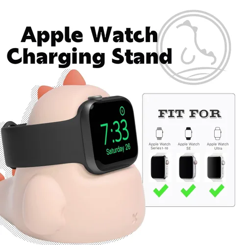 Miniatura 3 de ELETIUO Soporte Cargador Compatible con Apple Watch Series Ultra2/Ultra/10/9/8/SE2/7/6/SE/5/4/3/2/1 (49/46/45/44/42/41/40/38mm), Base de Carga Rosa