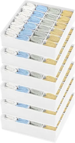 Miniatura 27 de Joyoldelf Organizador de cajones para calcetines, organizador de ropa interior, organizador de 16 celdas de tela, cajas de almacenamiento para Gris