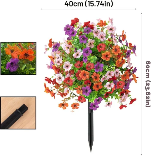 Miniatura 8 de Flores artificiales resistentes a los rayos UV: flores artificiales de 16 pulgadas para exteriores - Estacas de jardín de flores sintéticas