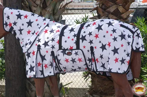 Miniatura 90 de HILASON Hoja de mosca de caballo con protección UV, malla transpirable, mosquito, primavera, alfombra de caballo de verano, alfombra de mosca