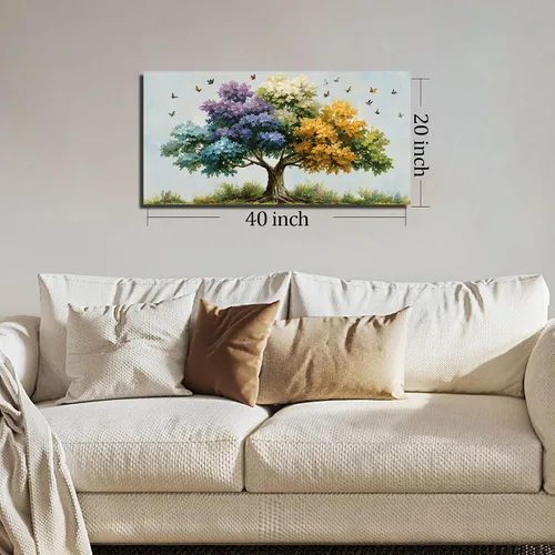 Miniatura 5 de Kepgonegu Arte de pared de árbol de la vida grande para sala de estar, paisaje, impresiones en lienzo coloridas de mariposas para dormitorio