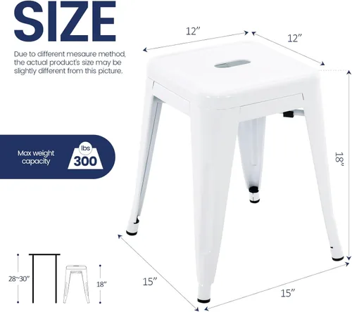 Miniatura 3 de Brage Living Juego de 4 taburetes industriales de metal de 18 pulgadas, taburetes apilables para aula, sillas de comedor de metal sin espalda