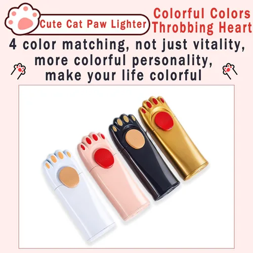 Miniatura 4 de Encendedor a prueba de viento, diseño genial de pata de gato, rellenable, ajustable, encendedor de butano, regalo para hombres (sin gas)