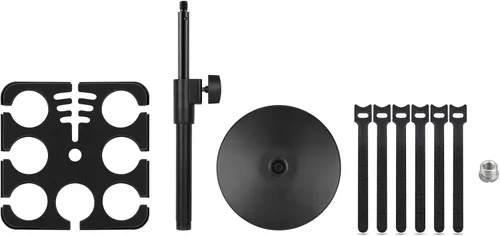 Miniatura 6 de Soporte para micrófonos múltiples, soporte de micrófono con cable e inalámbrico para soporte, soporta hasta 7 micrófonos, aluminio, negro con soporte