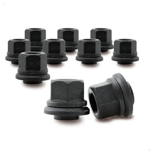 Tuerzas de rueda con brida de manga de 6mm de dos piezas 10 piezas, M22x1.5 Hex: 33mm Negro para camiones pesados, camiones semirremolque, adecuó
